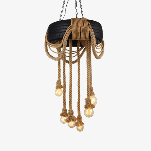 Hemp Rope Industrial Tire Chandelier - DWHOME