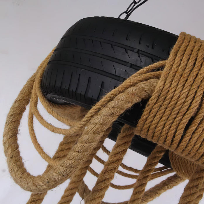 Hemp Rope Industrial Tire Chandelier - DWHOME