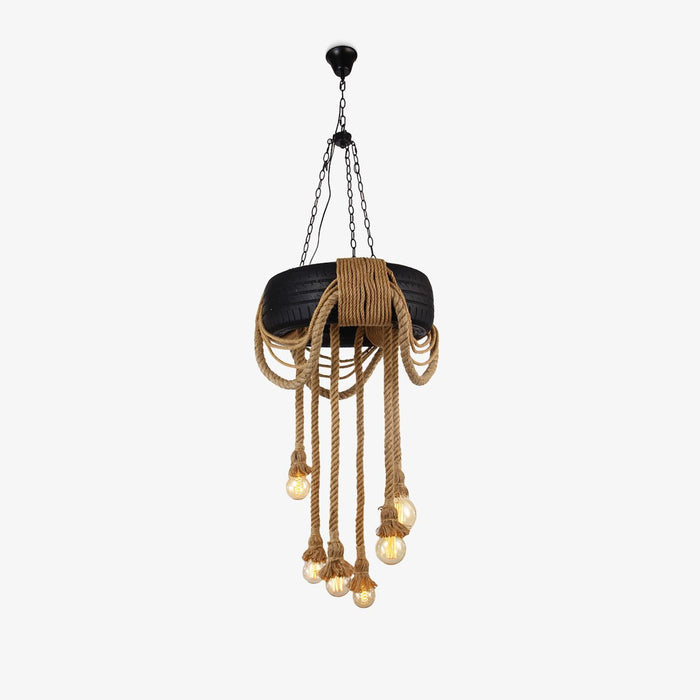 Hemp Rope Industrial Tire Chandelier - DWHOME