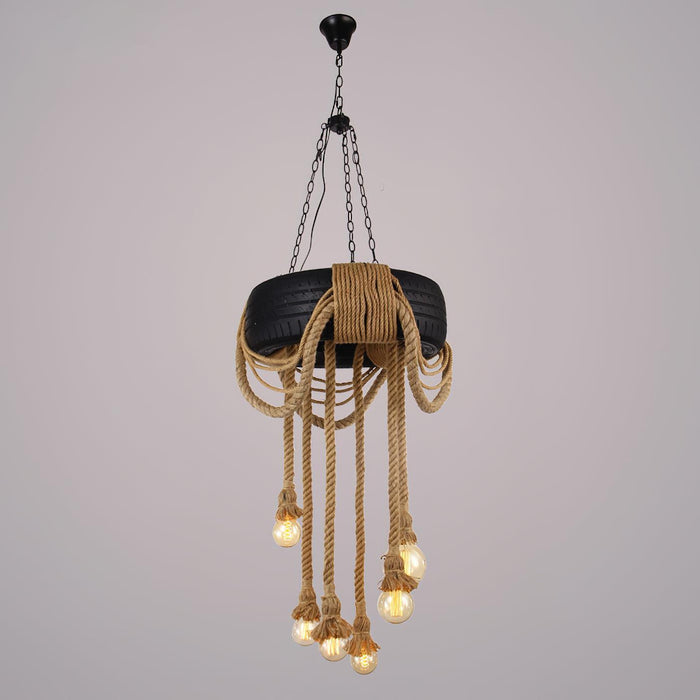 Hemp Rope Industrial Tire Chandelier - DWHOME