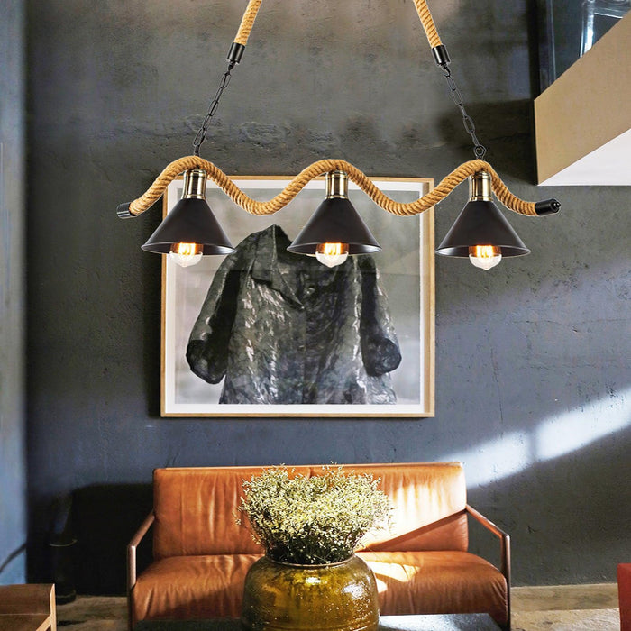 Hemp Rope Industrial Wave Chandelier - DWHOME