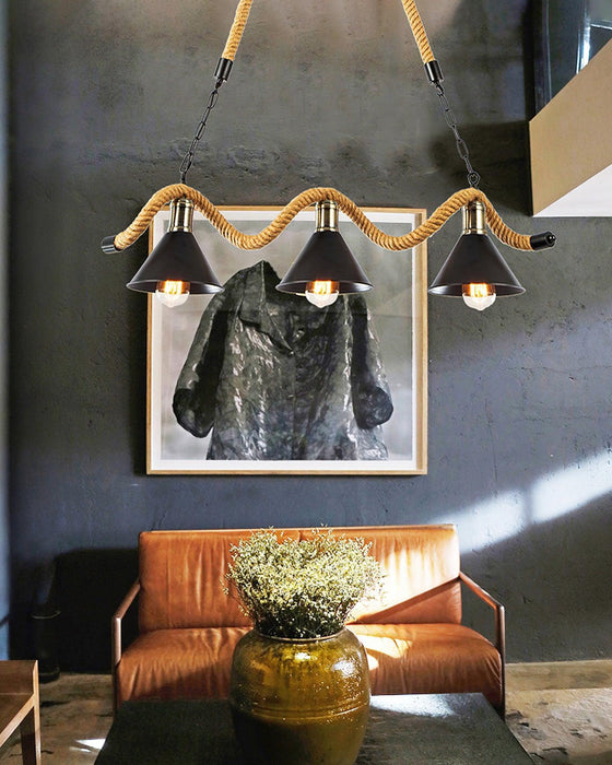 Hemp Rope Industrial Wave Chandelier - DWHOME