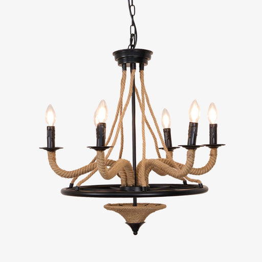 Hemp Rope Industrial Large Wheel Chandelier - DWHOME