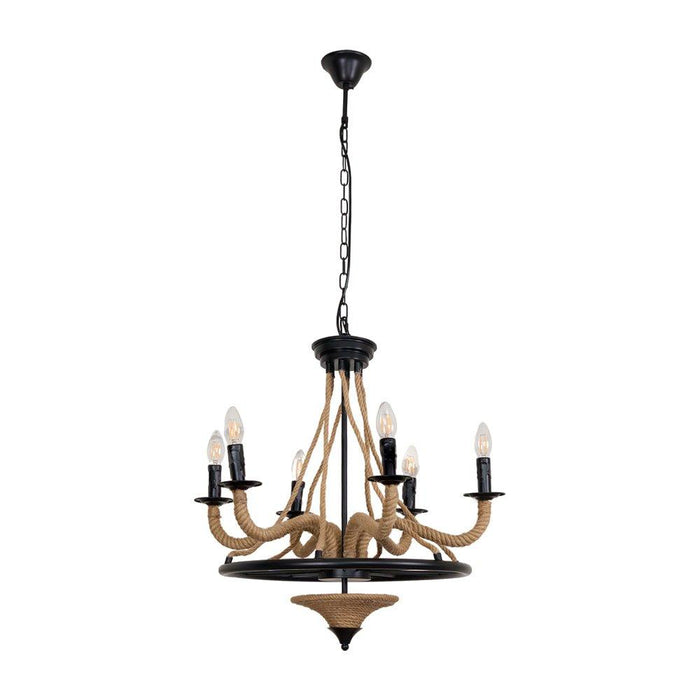 Hemp Rope Industrial Large Wheel Chandelier - DWHOME