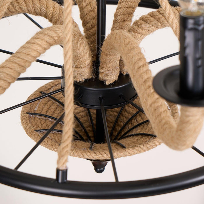 Hemp Rope Industrial Large Wheel Chandelier - DWHOME