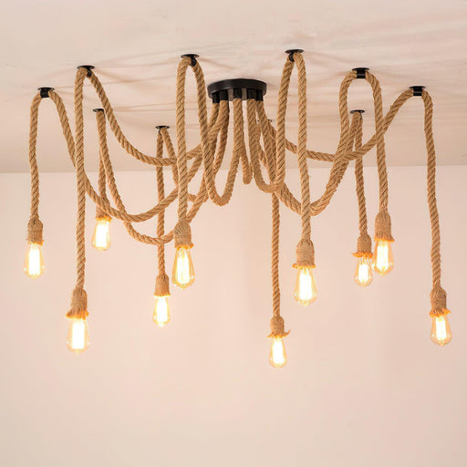 Hemp Rope Scattered Flower Chandelier-DWHOME