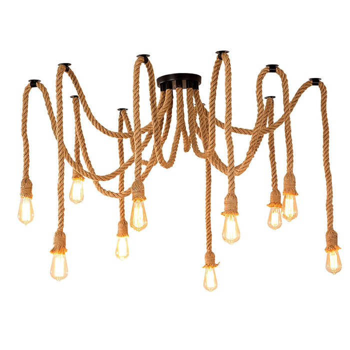 Hemp Rope Scattered Flower Chandelier.