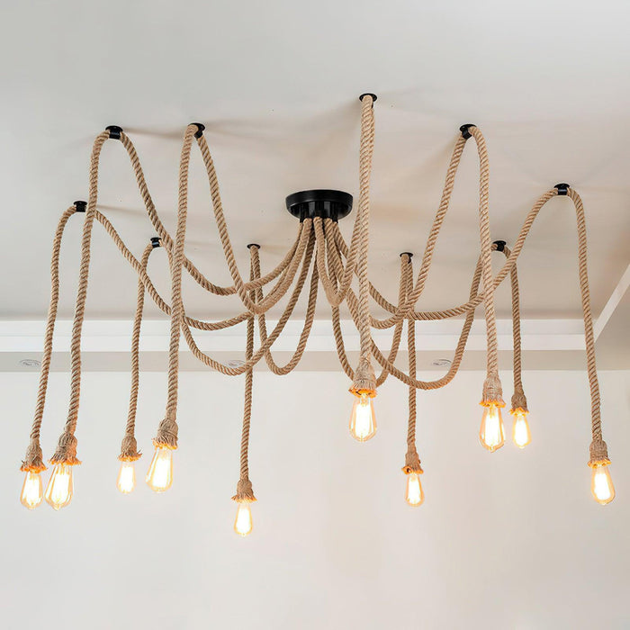 Hemp Rope Scattered Flower Chandelier.