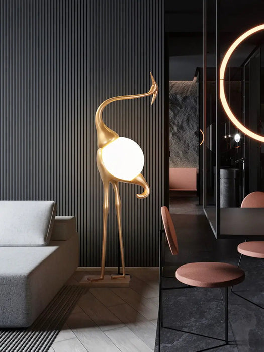 Heron Sculpture Floor Lamp-DWHOME