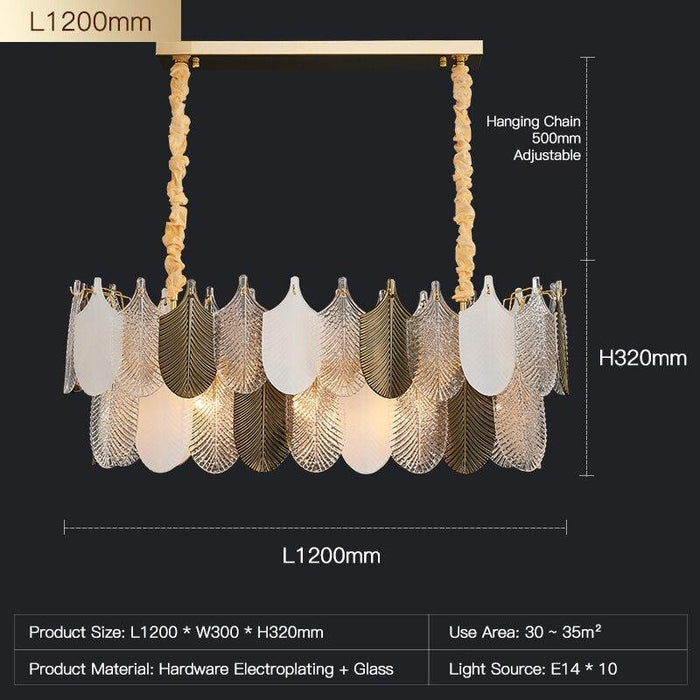 Postmodern Luxury Golden Feathers Chandelier.