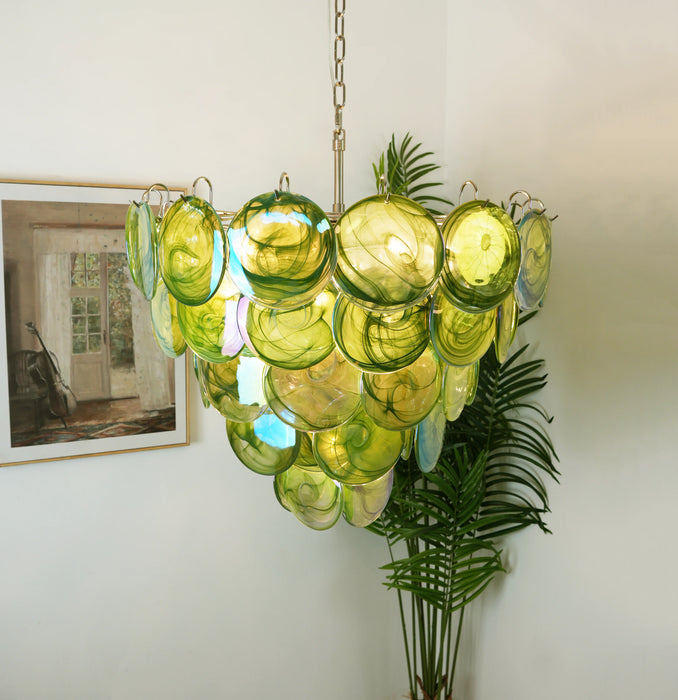 Elegant Green Murano Disc Chandelier-DWHOME