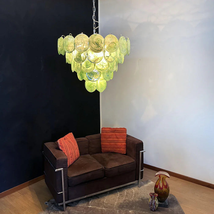 Elegant Green Murano Disc Chandelier-DWHOME