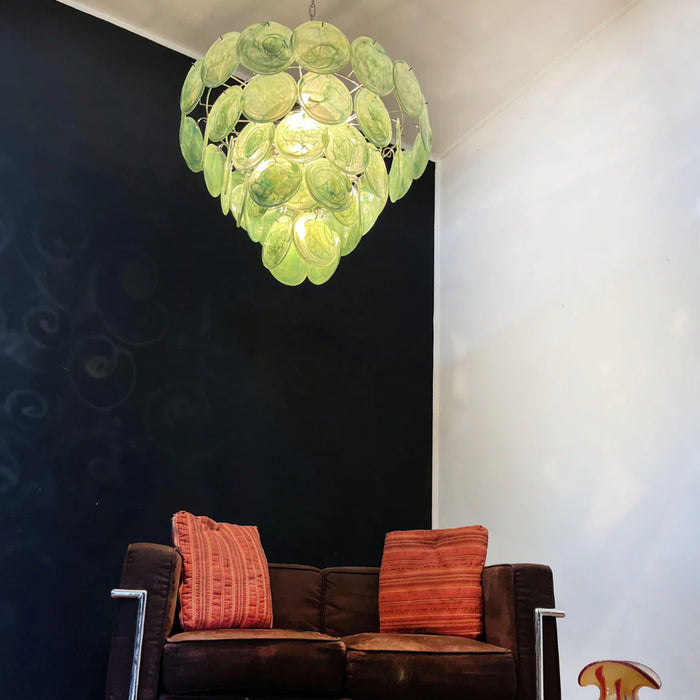 Elegant Green Murano Disc Chandelier-DWHOME