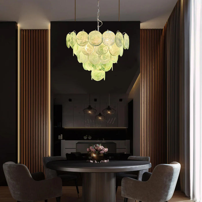 Elegant Green Murano Disc Chandelier-DWHOME