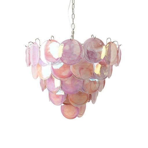 Elegant Pink Murano Disc Chandelier-DWHOME