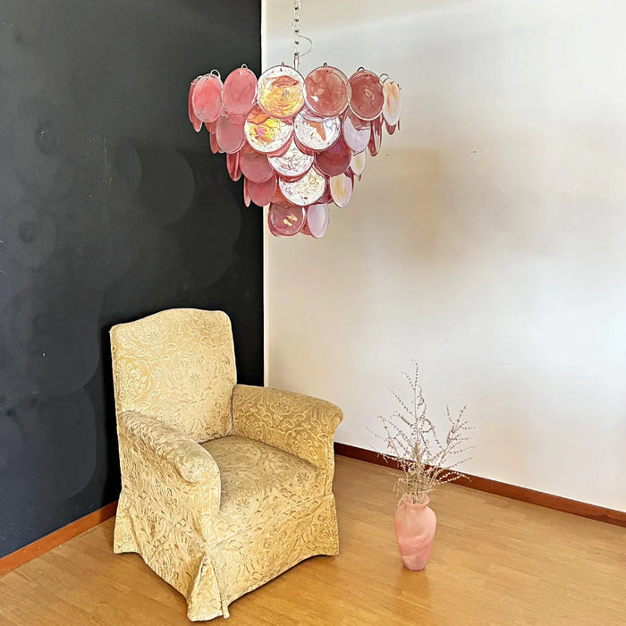 Elegant Pink Murano Disc Chandelier-DWHOME