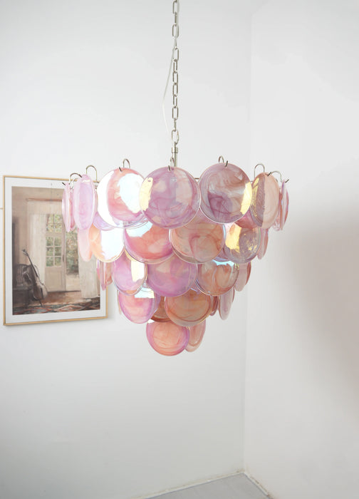 Elegant Pink Murano Disc Chandelier-DWHOME