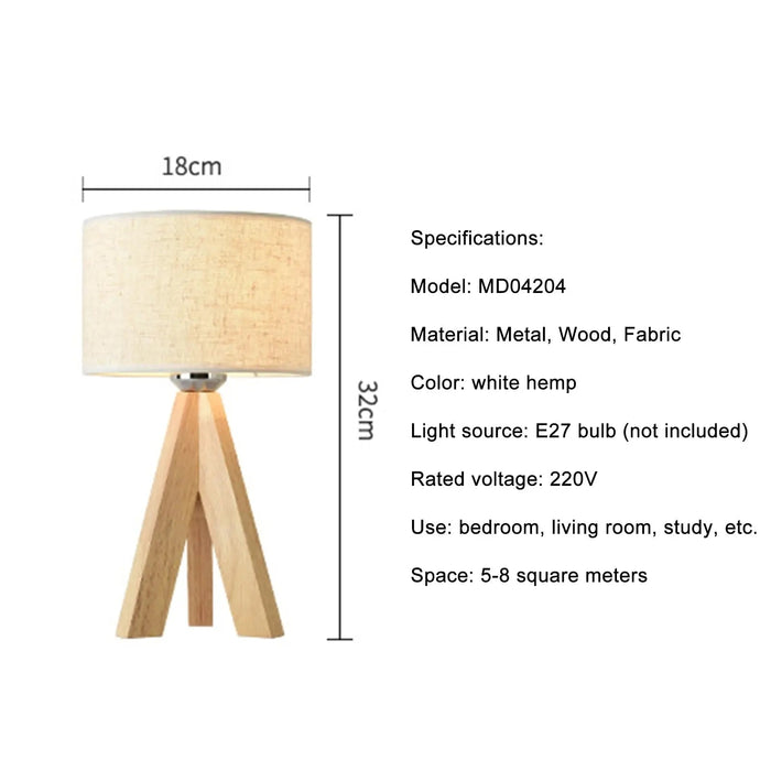 Hugo Wooden Bedside Lamp.