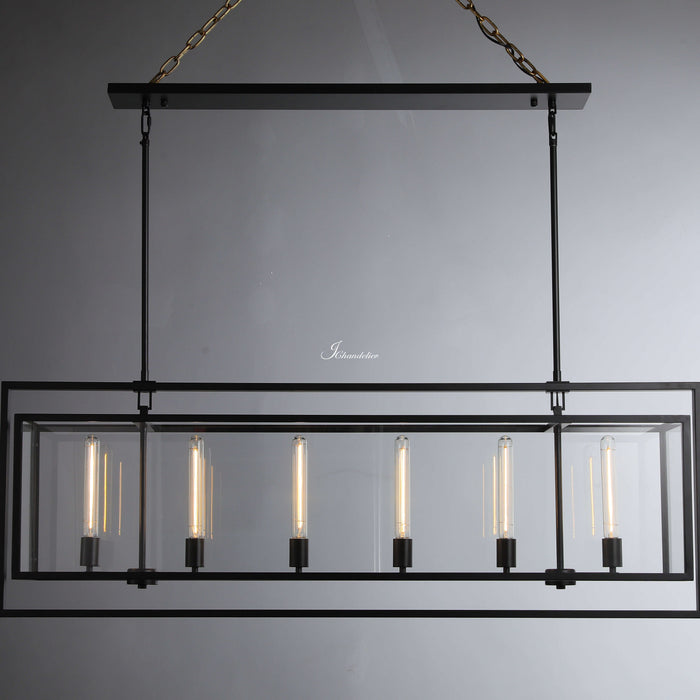 Baker Glass Lantern Rectangular Chandelier 54"-DWHOME