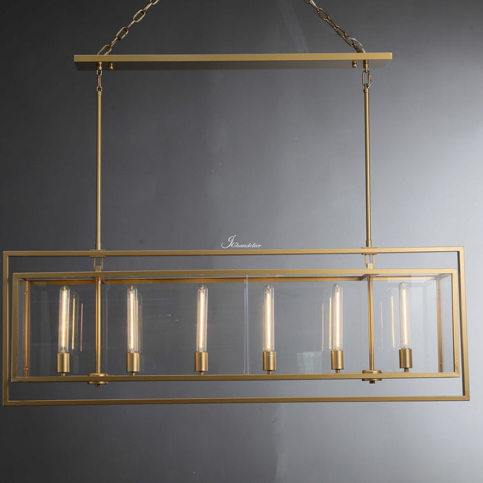 Baker Glass Lantern Rectangular Chandelier 54"-DWHOME