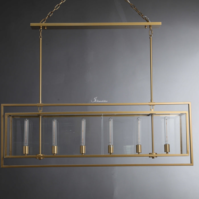 Baker Glass Lantern Rectangular Chandelier 54"-DWHOME