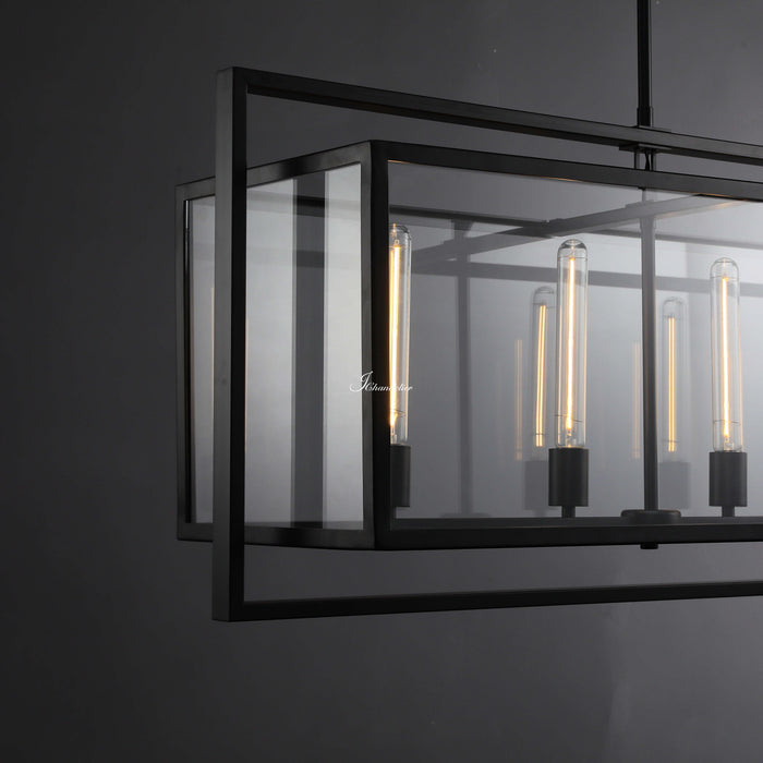 Baker Glass Lantern Rectangular Chandelier 72"-DWHOME