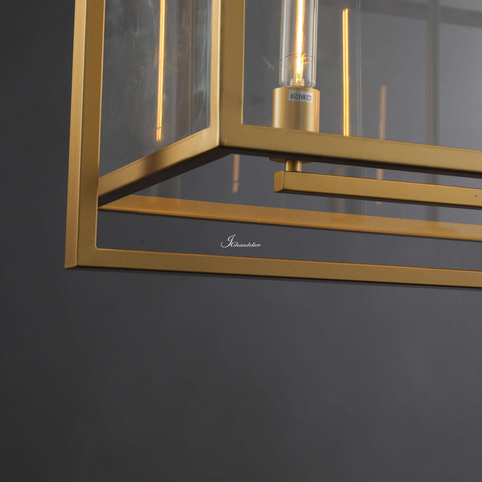 Baker Glass Lantern Rectangular Chandelier 54"-DWHOME