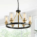 Jeshi 6-Lights Black Iron Wagon Wheel Chandelier.