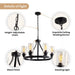 Jeshi 6-Lights Black Iron Wagon Wheel Chandelier.