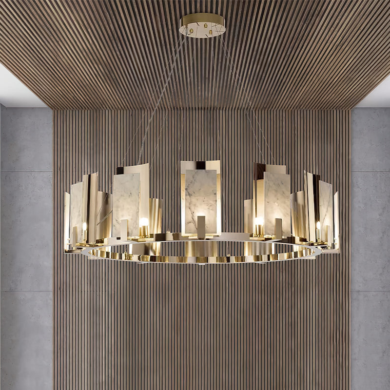 Jessie Alabaster Round Chandelier-DWHOME
