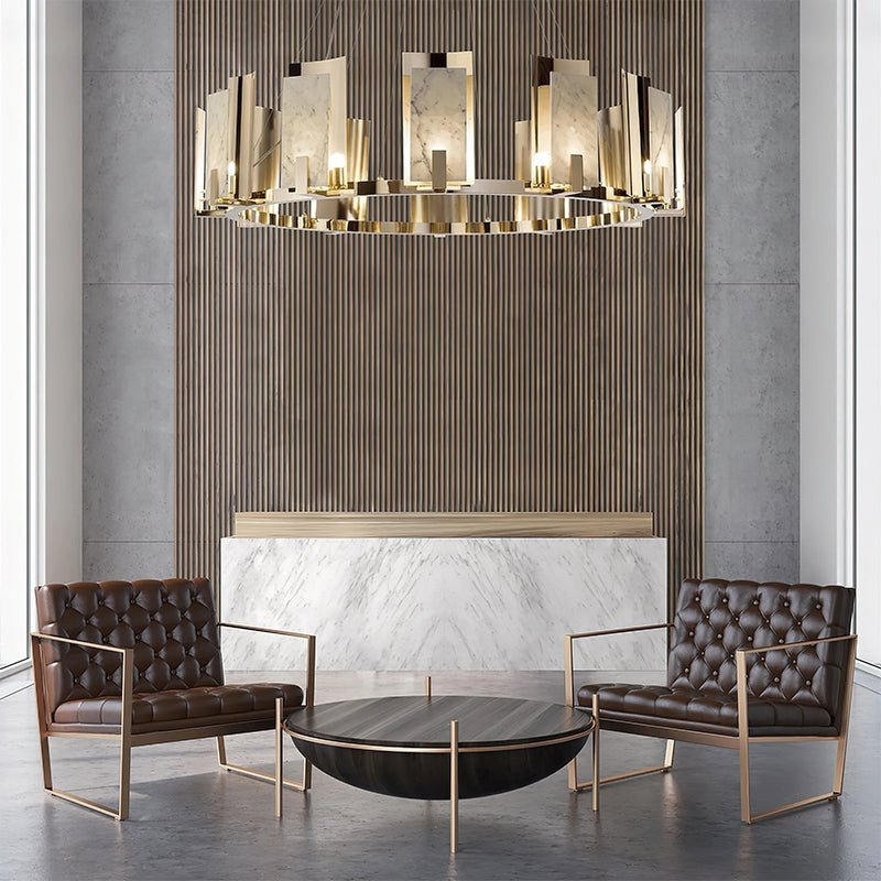 Jessie Alabaster Round Chandelier-DWHOME