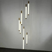 Kate Modern Gold Tube LED Staircase Chandelier-DWHOME