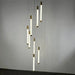 Kate Modern Gold Tube LED Staircase Chandelier.