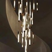 Kate Modern Gold Tube LED Staircase Chandelier-DWHOME