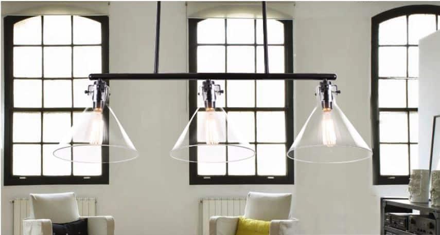 Kennet Tri-headed Glass Funnel Hang Lamps - DWHOME