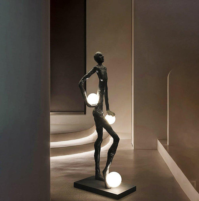 Kicking Ball Sculpture Character Floor Lamp-DWHOME