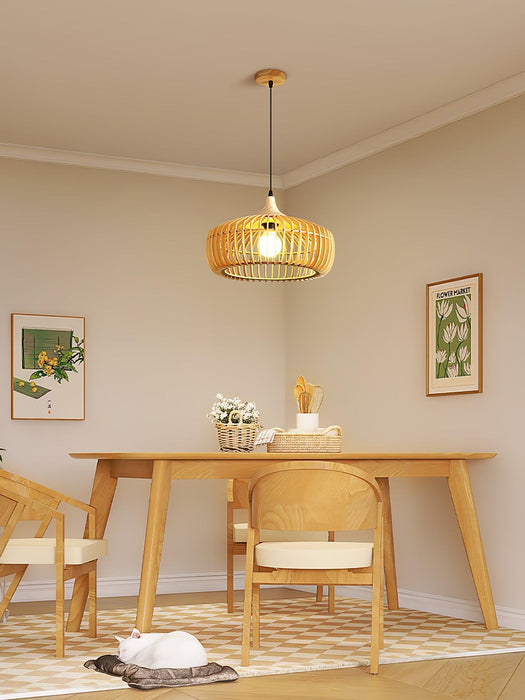 Lattice Nest Wooden Pendant Lamp-DWHOME