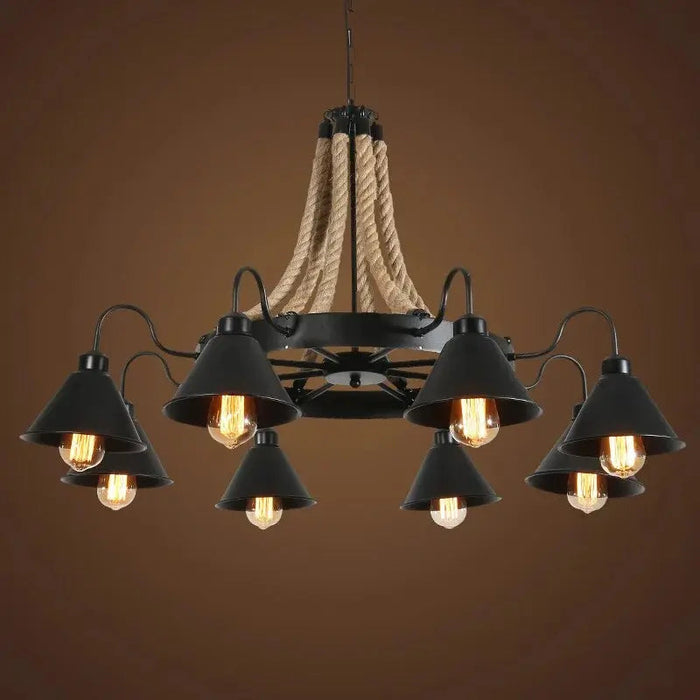 Laura 8 Heads Black Industrial Chandelier.