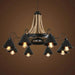 Laura 8 Heads Black Industrial Chandelier.