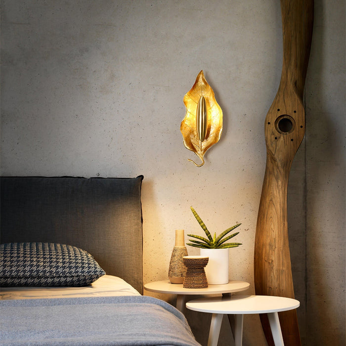 Leaf Brass Wall Lamp-DWHOME