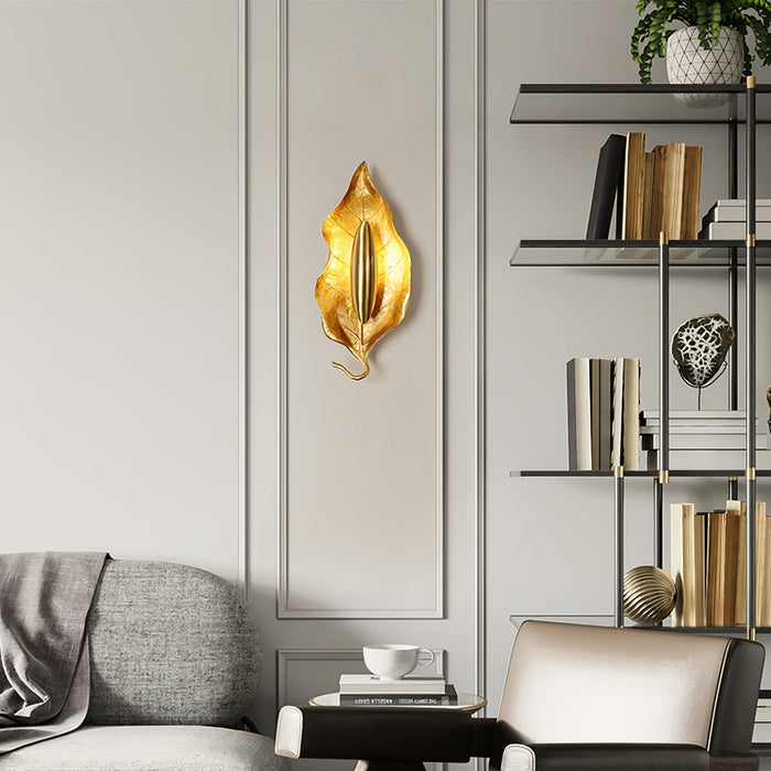 Leaf Brass Wall Lamp-DWHOME