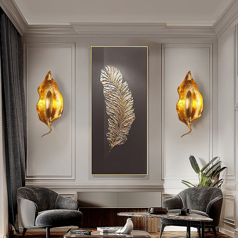 Leaf Brass Wall Lamp-DWHOME