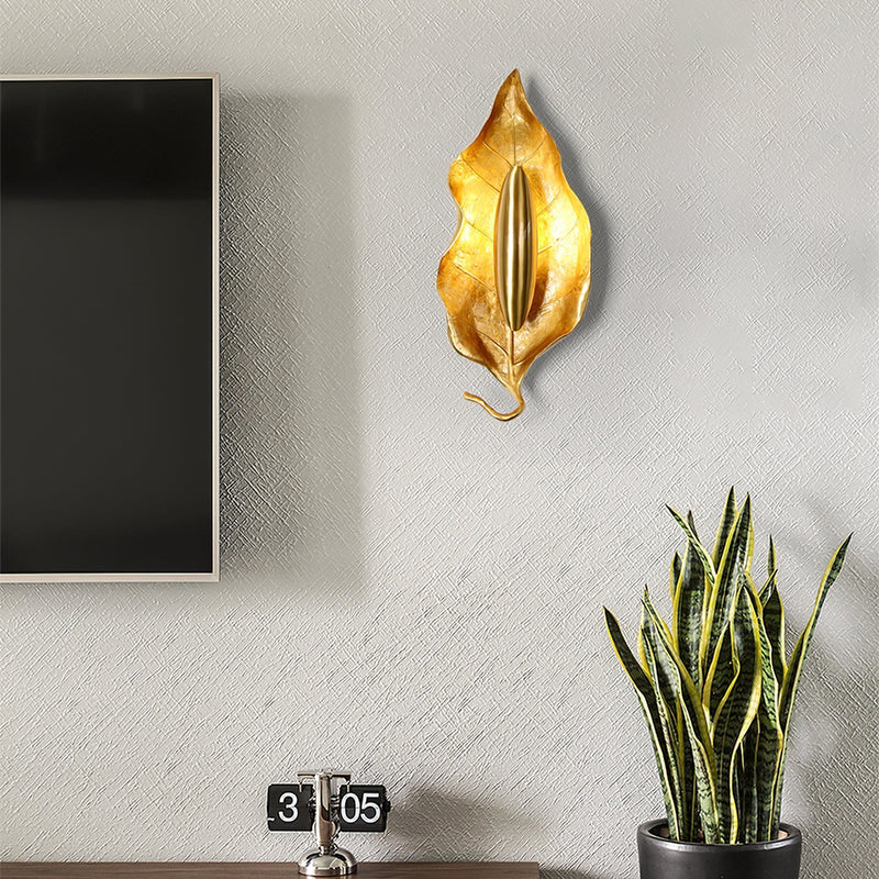 Leaf Brass Wall Lamp-DWHOME