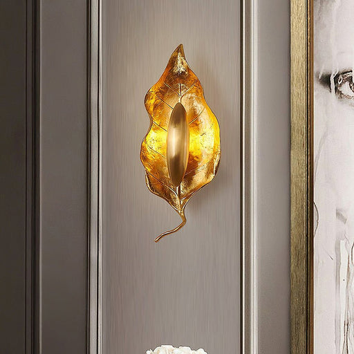 Leaf Brass Wall Lamp-DWHOME