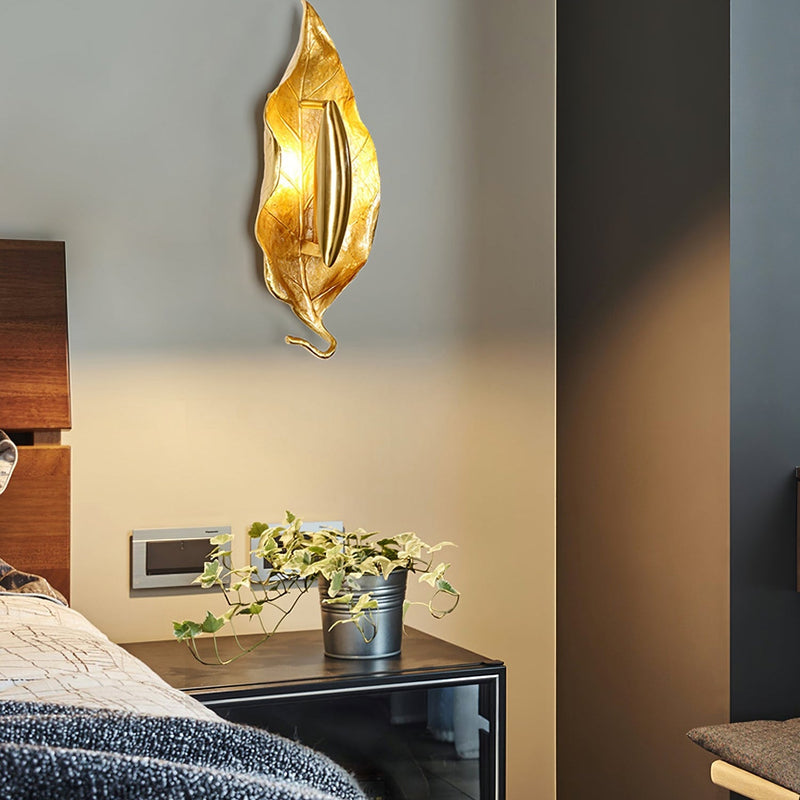 Leaf Brass Wall Lamp-DWHOME