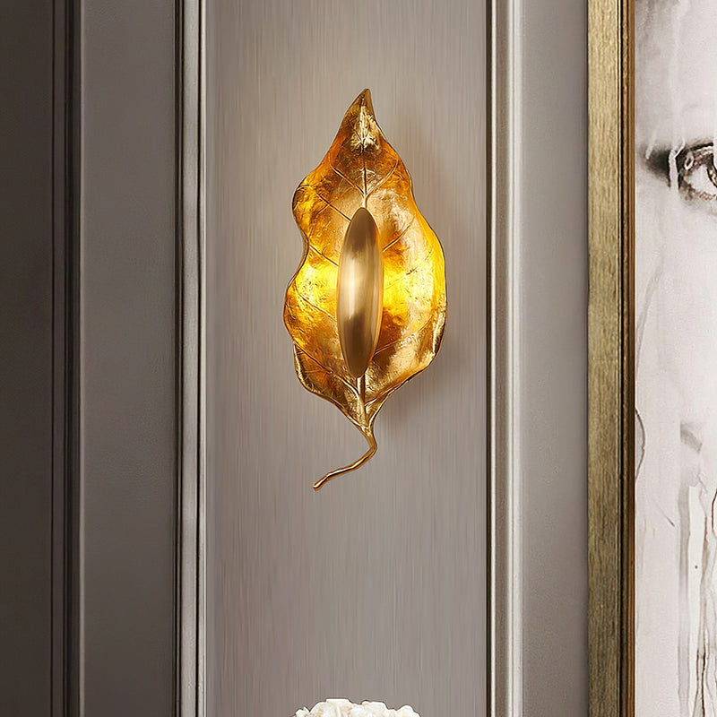 Leaf Brass Wall Lamp-DWHOME