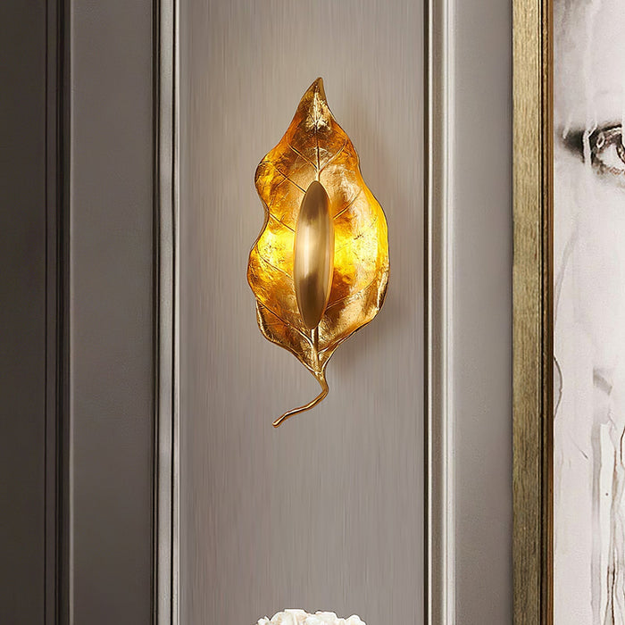 Leaf Brass Wall Lamp-DWHOME