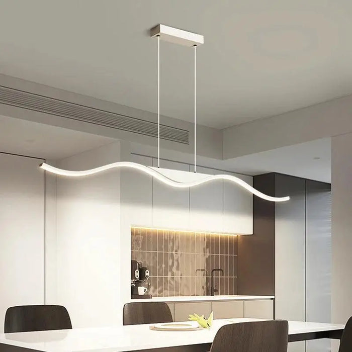 Led Restaurant Chandelier Light Luxury Modern Minimalist Dining Table Bar Long Strip Creative Home Indoor Lighting Pendant Light - DWHOME