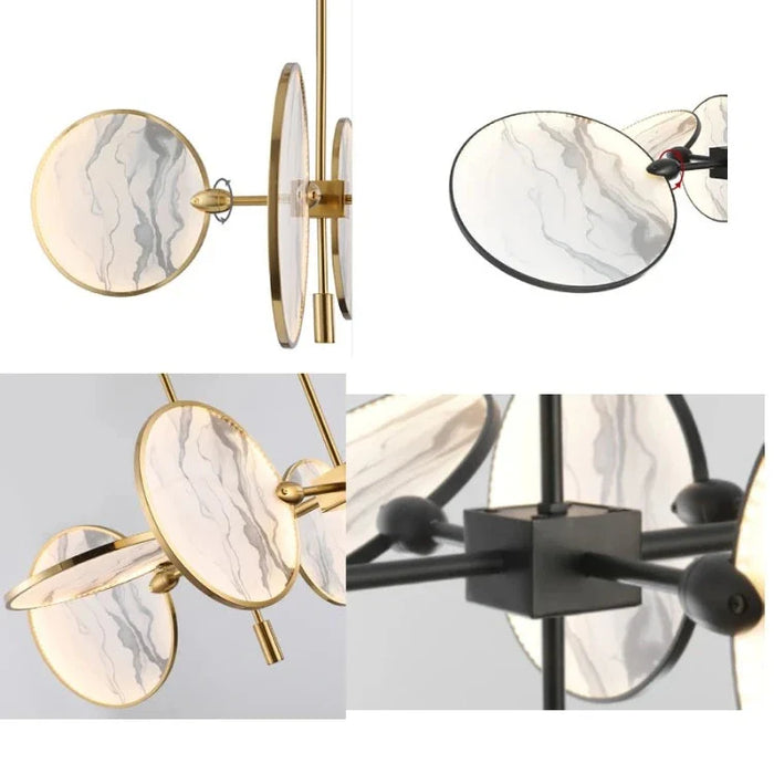 Lesley Modern Art Glass Disc Chandelier.