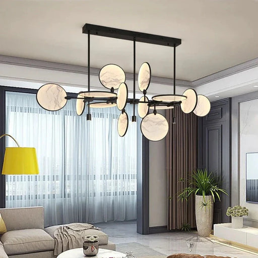 Lesley Modern Art Glass Disc Chandelier.